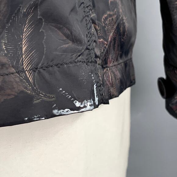 ETRO Size XL Black Tan Floral Polyamide Epaulettes Jacket - Picture 4 of 7